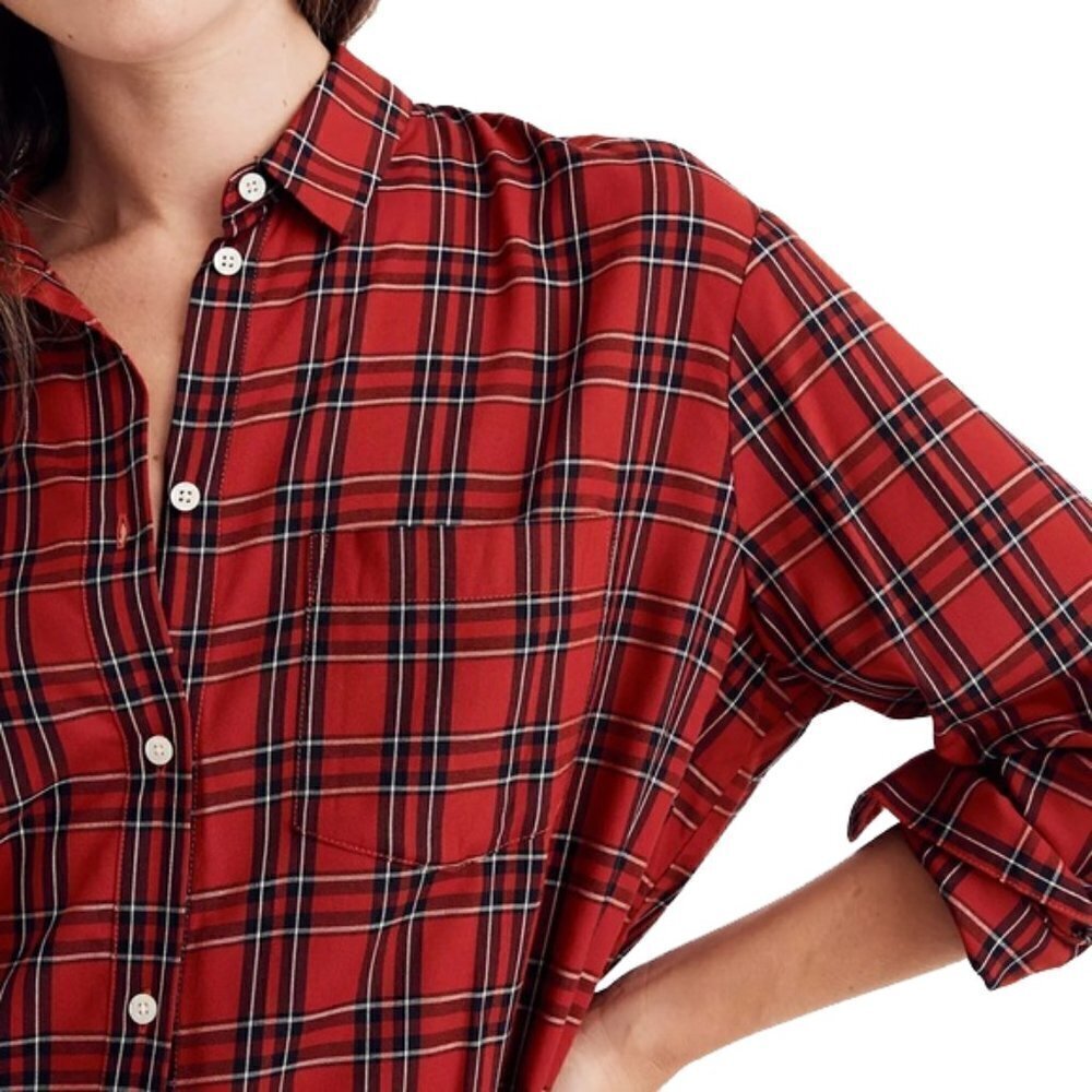 🆕 $129 MADEWELL Oversized Ex-Boyfriend Shirt in Tartan Plaid